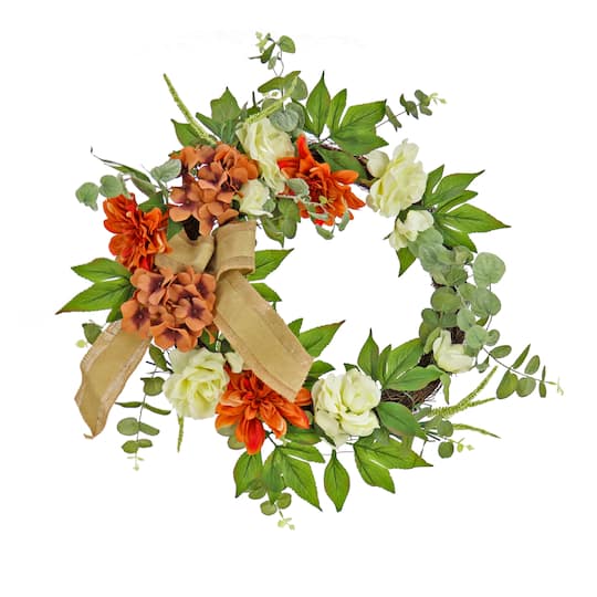 24'' Harvest Hydrangeas and Roses Wreath